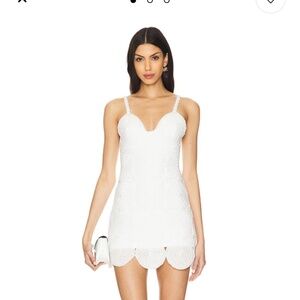 Simon Miller White Scalloped Lace Mini Dress